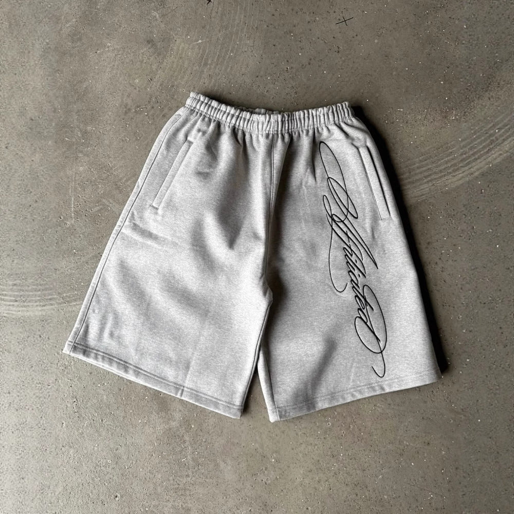 cursive print shorts