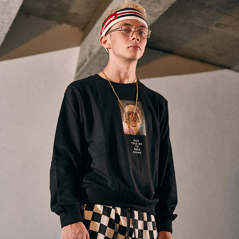 Virgin Mary Print Sweatshirts