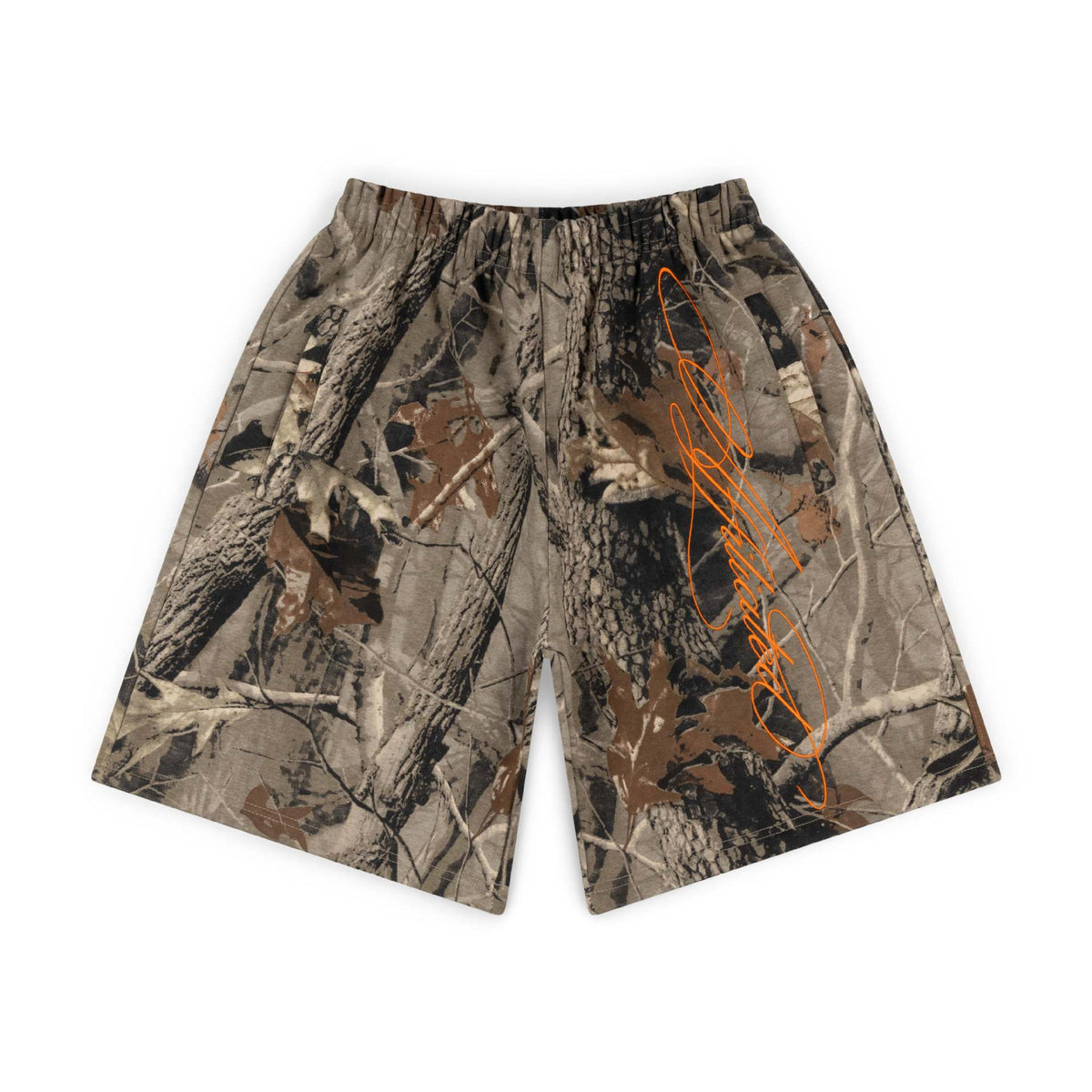 cursive print shorts