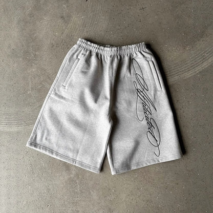 cursive print shorts