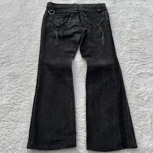 Cross Print Flare Jeans