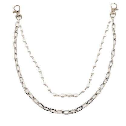 Double Layers Wallet Chains Disco Pearl Pocket Belt Key Chains