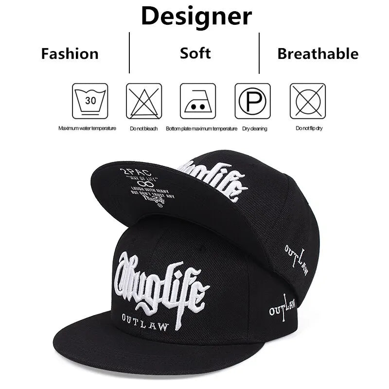 Thug Life Embroidery Snapback Baseball Cap