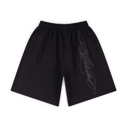cursive print shorts