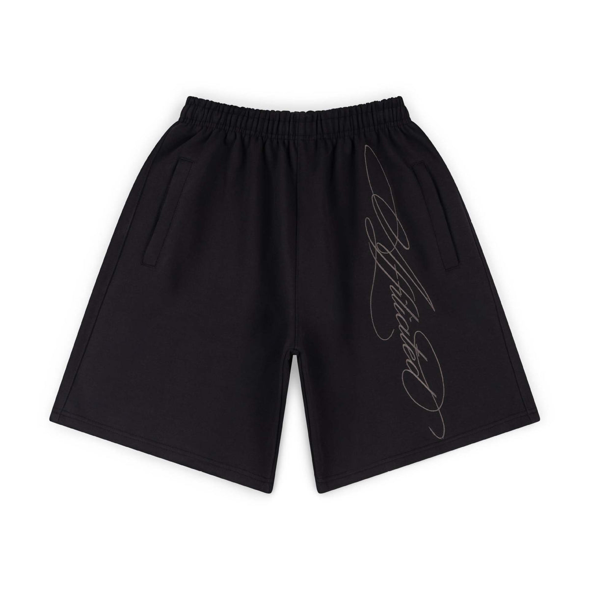 cursive print shorts